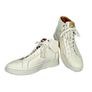 UGG CALI 1106189 MEN'S LEATHER SNEAKERS WHITE GOLD SHOES CASUAL HIGH TOP SZ 8
